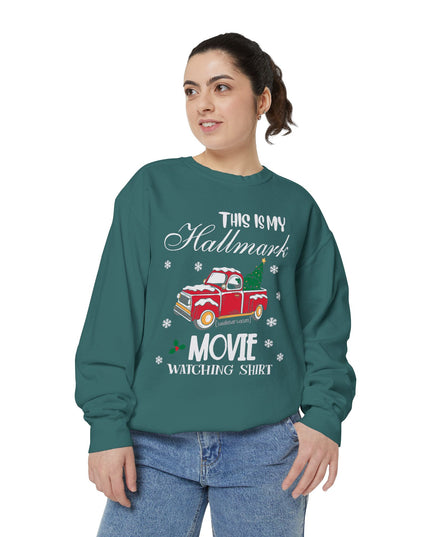 Christmas Movie Watching Sweatshirt — "This Is My Hallmark Movie Watching Shirt" Vintage Truck Holiday Sweater