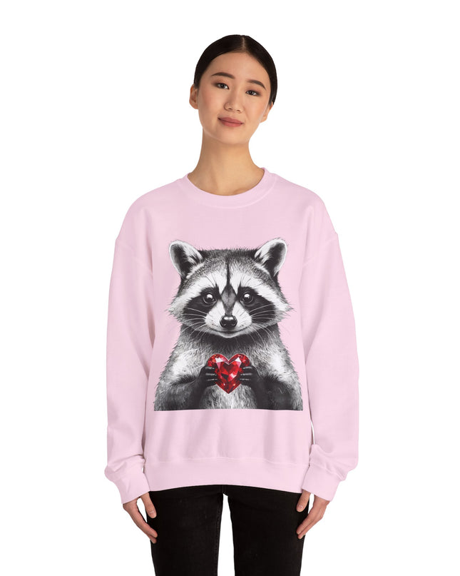 Raccoon with Red Gem Sweatshirt — Resourceful, Resilient & Worth It