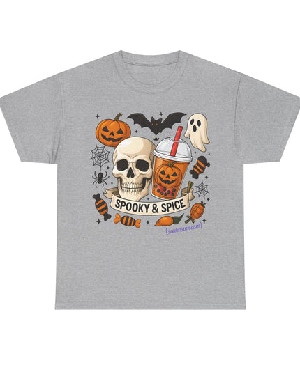 'Spooky & Spice' Halloween Pumpkin Skull T-Shirt