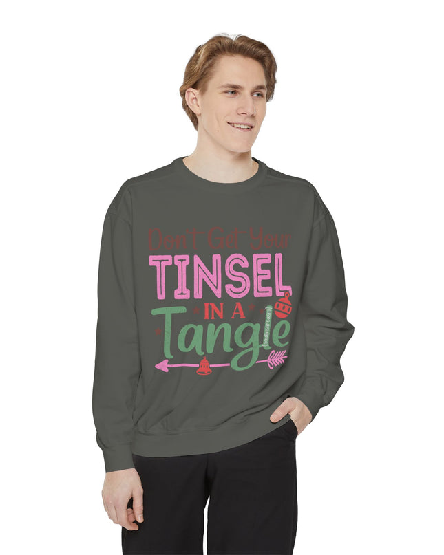 Christmas Sweatshirt — "Don't Get Your Tinsel in a Tangle" Holiday Crewneck
