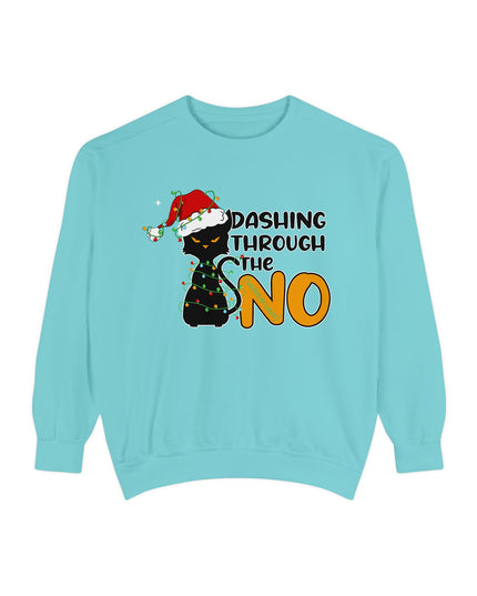 'Dashing Through The No' - Cat Christmas Sweat Shirt
