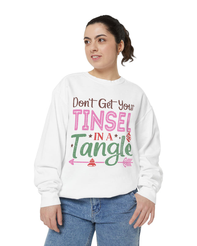 Christmas Sweatshirt — "Don't Get Your Tinsel in a Tangle" Holiday Crewneck