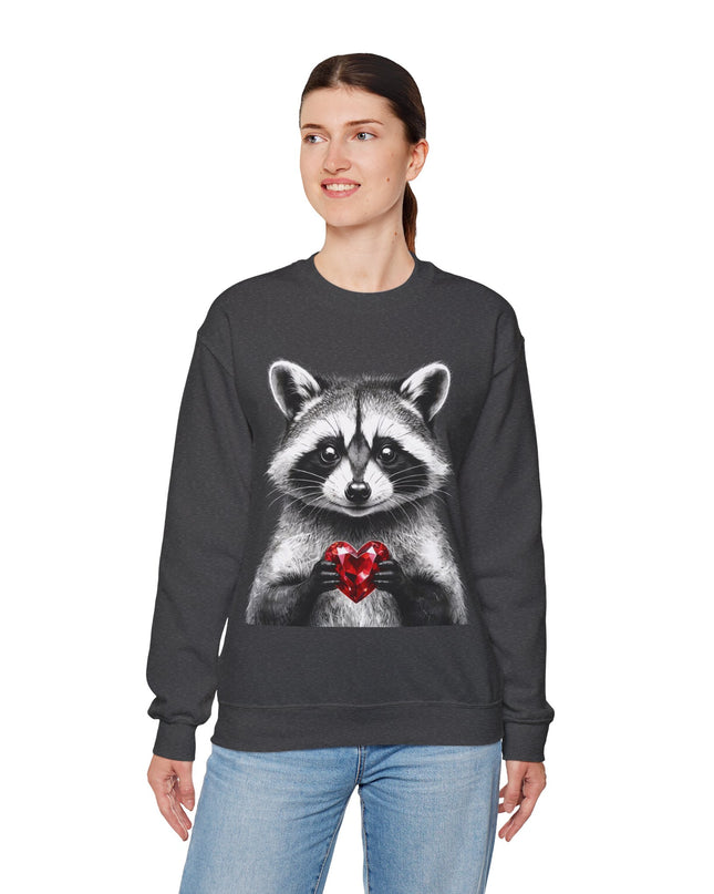 Raccoon with Red Gem Sweatshirt — Resourceful, Resilient & Worth It