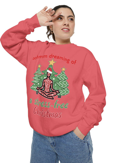 Christmas Yoga Sweatshirt — “Oohmm Dreaming of a Stress-Free Christmas” Cozy Holiday Pullover