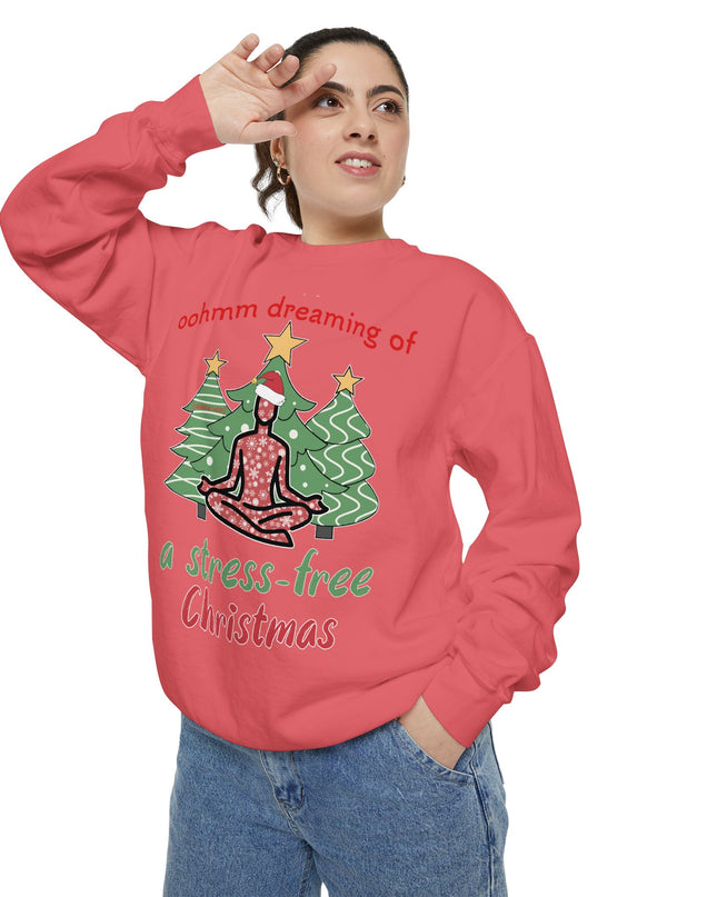 Christmas Yoga Sweatshirt — “Oohmm Dreaming of a Stress-Free Christmas” Cozy Holiday Pullover