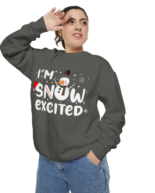 Holiday Sweatshirt — "I'm Snow Excited" Snowman Christmas Crewneck