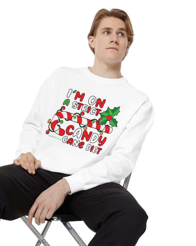 Candy Cane Diet Sweatshirt — "I’m On A Strict Candy Cane Diet" Christmas Crewneck