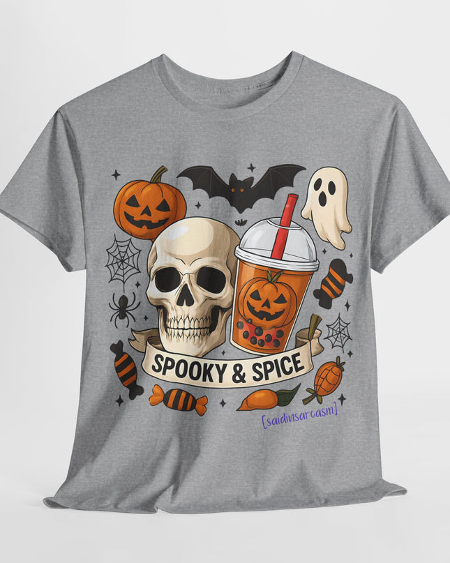 'Spooky & Spice' Halloween Pumpkin Skull T-Shirt