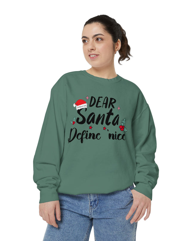 "Dear Santa Define 'Nice'" Holiday Graphic Crewneck