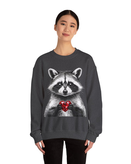 Raccoon with Red Gem Sweatshirt — Resourceful, Resilient & Worth It