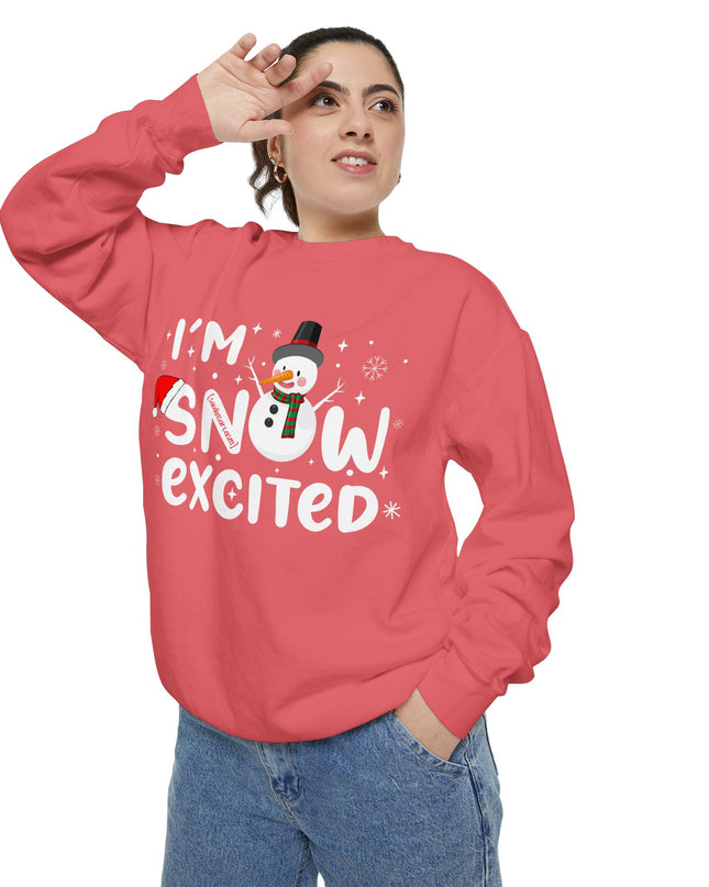 Holiday Sweatshirt — "I'm Snow Excited" Snowman Christmas Crewneck