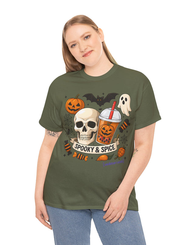 'Spooky & Spice' Halloween Pumpkin Skull T-Shirt