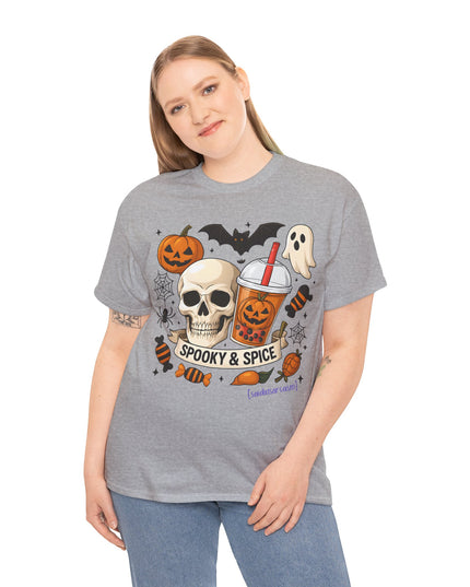 'Spooky & Spice' Halloween Pumpkin Skull T-Shirt