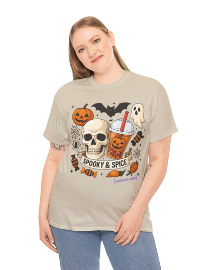 'Spooky & Spice' Halloween Pumpkin Skull T-Shirt