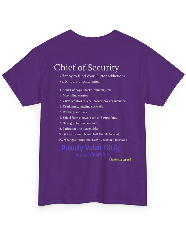 'Chief of Security' Unisex Tee - Funny Gift for Husband, Great for Father's Day, Casual Tee, Couples Apparel, Everyday Wear
