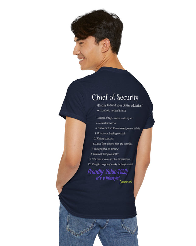 'Chief of Security' Unisex Tee - Funny Gift for Husband, Great for Father's Day, Casual Tee, Couples Apparel, Everyday Wear
