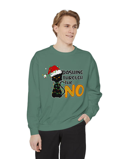 'Dashing Through The No' - Cat Christmas Sweat Shirt