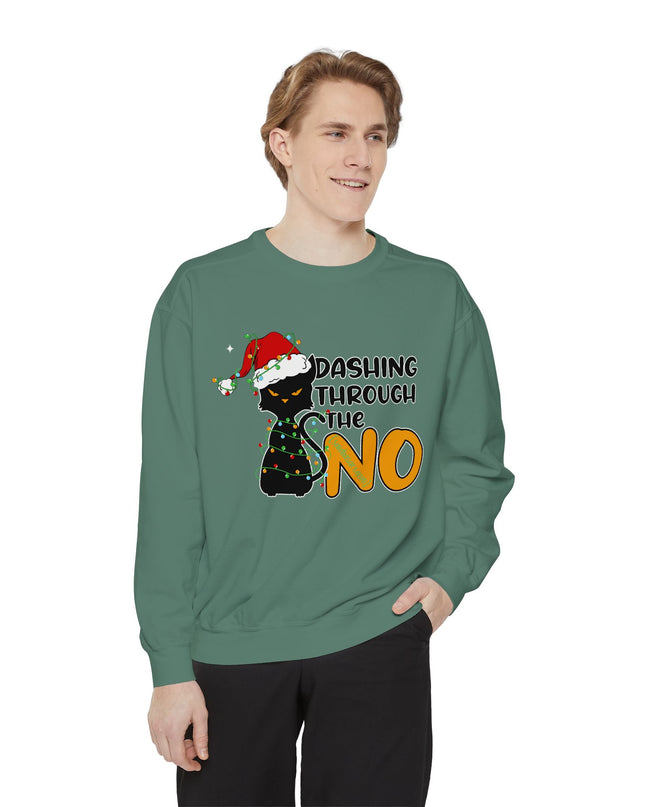 'Dashing Through The No' - Cat Christmas Sweat Shirt