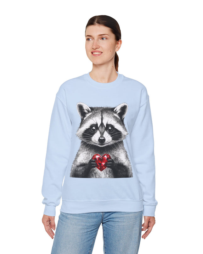 Raccoon with Red Gem Sweatshirt — Resourceful, Resilient & Worth It