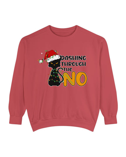 'Dashing Through The No' - Cat Christmas Sweat Shirt