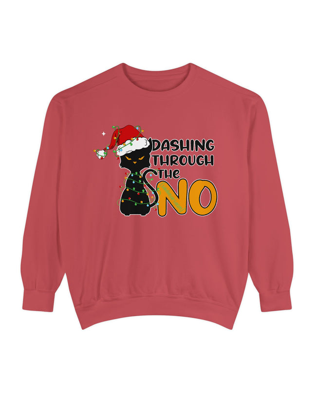 'Dashing Through The No' - Cat Christmas Sweat Shirt