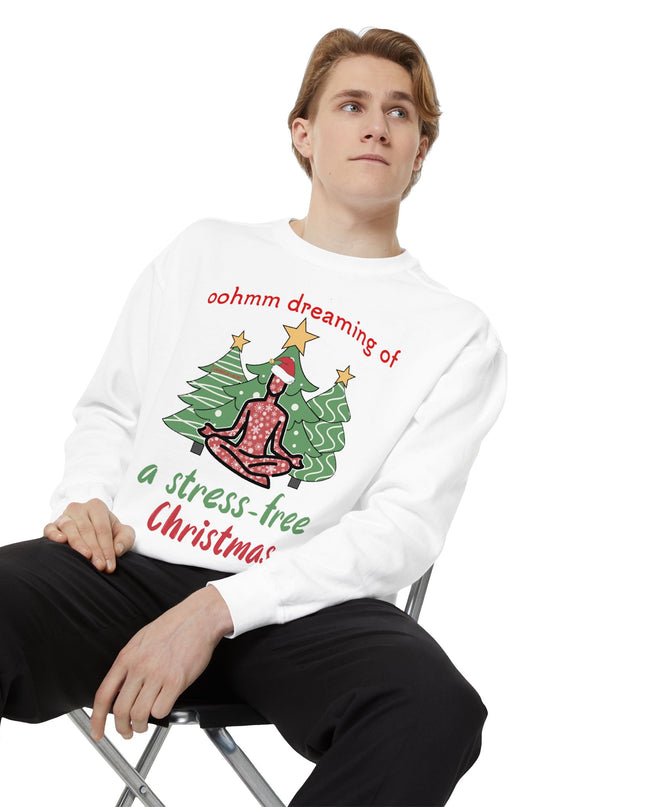 Christmas Yoga Sweatshirt — “Oohmm Dreaming of a Stress-Free Christmas” Cozy Holiday Pullover