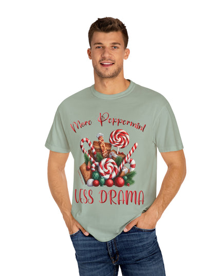 Peppermint Candy Christmas T-Shirt — "More Peppermint, Less Drama" Holiday Tee