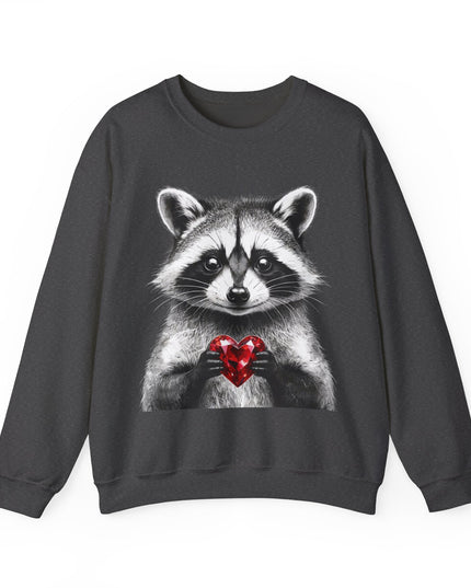 Raccoon with Red Gem Sweatshirt — Resourceful, Resilient & Worth It