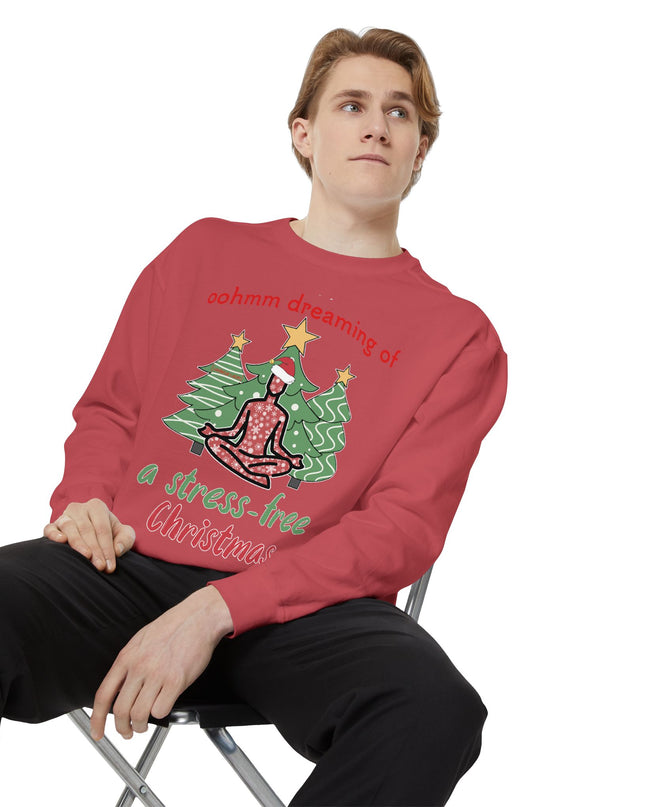 Christmas Yoga Sweatshirt — “Oohmm Dreaming of a Stress-Free Christmas” Cozy Holiday Pullover