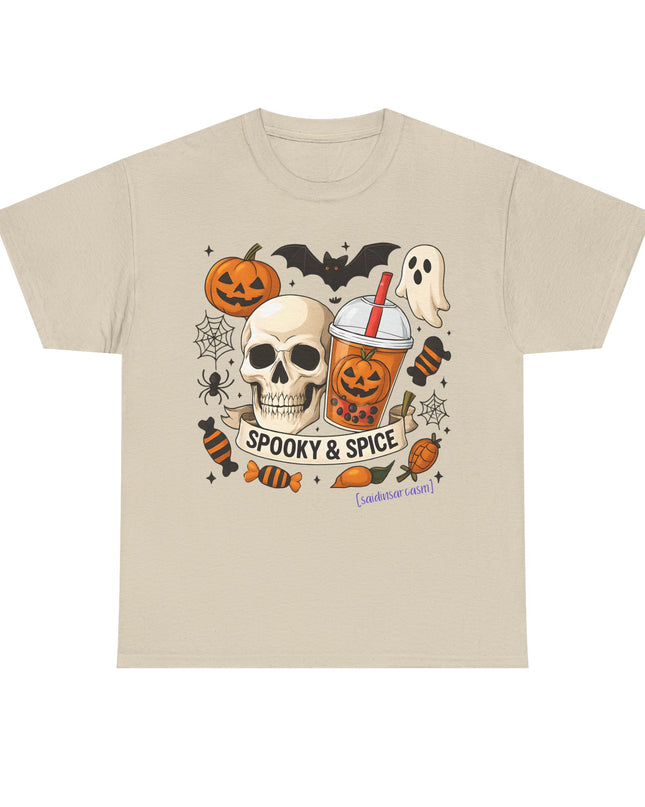 'Spooky & Spice' Halloween Pumpkin Skull T-Shirt