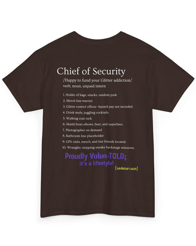 'Chief of Security' Unisex Tee - Funny Gift for Husband, Great for Father's Day, Casual Tee, Couples Apparel, Everyday Wear