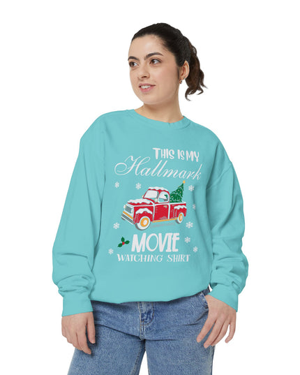 Christmas Movie Watching Sweatshirt — "This Is My Hallmark Movie Watching Shirt" Vintage Truck Holiday Sweater