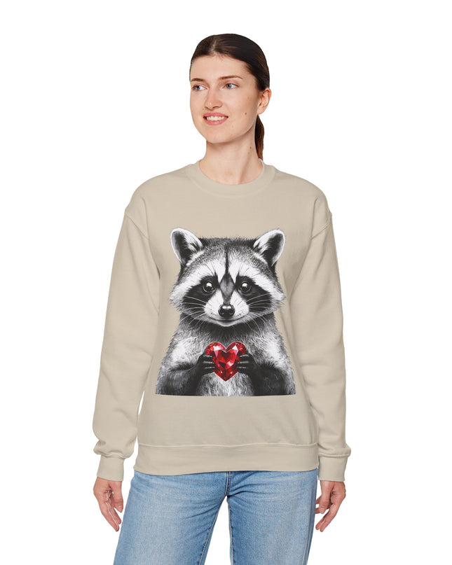 Raccoon with Red Gem Sweatshirt — Resourceful, Resilient & Worth It