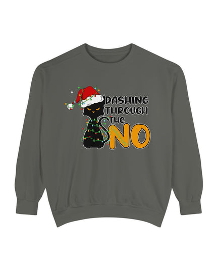 'Dashing Through The No' - Cat Christmas Sweat Shirt