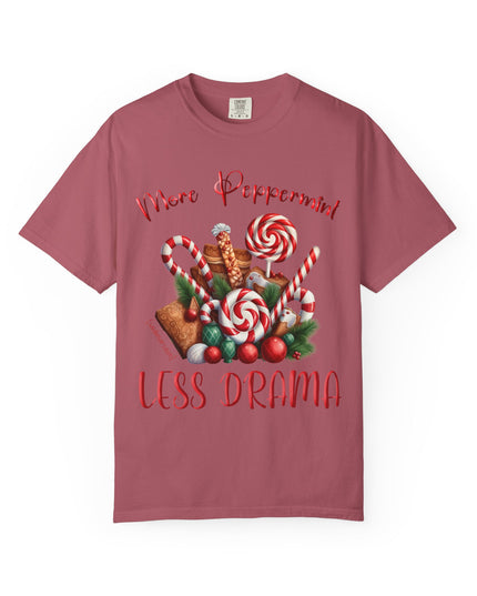 Peppermint Candy Christmas T-Shirt — "More Peppermint, Less Drama" Holiday Tee