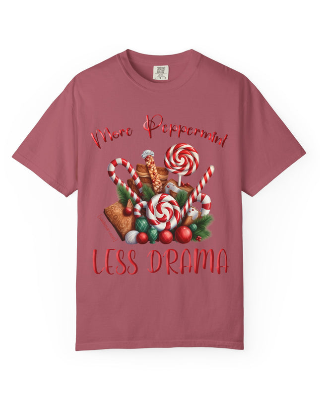 Peppermint Candy Christmas T-Shirt — "More Peppermint, Less Drama" Holiday Tee