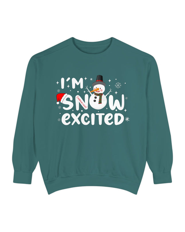 Holiday Sweatshirt — "I'm Snow Excited" Snowman Christmas Crewneck