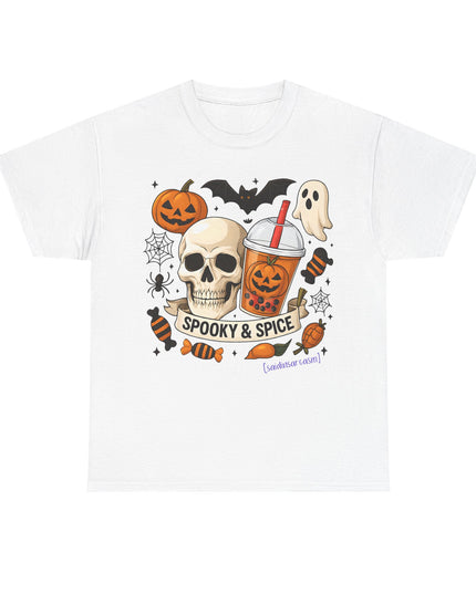 'Spooky & Spice' Halloween Pumpkin Skull T-Shirt