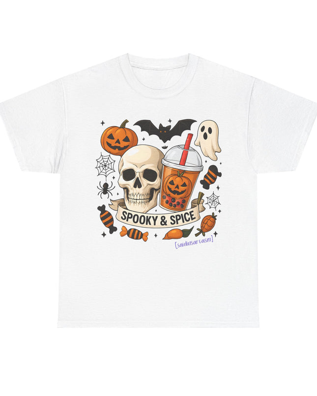 'Spooky & Spice' Halloween Pumpkin Skull T-Shirt