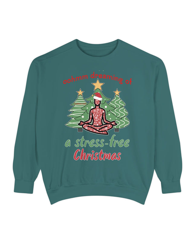 Christmas Yoga Sweatshirt — “Oohmm Dreaming of a Stress-Free Christmas” Cozy Holiday Pullover
