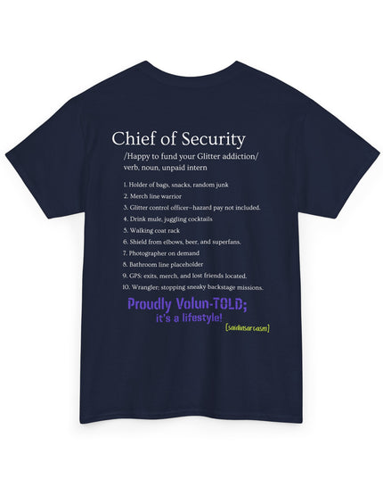 'Chief of Security' Unisex Tee - Funny Gift for Husband, Great for Father's Day, Casual Tee, Couples Apparel, Everyday Wear