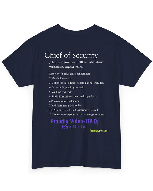 'Chief of Security' Unisex Tee - Funny Gift for Husband, Great for Father's Day, Casual Tee, Couples Apparel, Everyday Wear