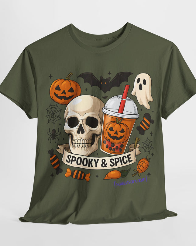 'Spooky & Spice' Halloween Pumpkin Skull T-Shirt