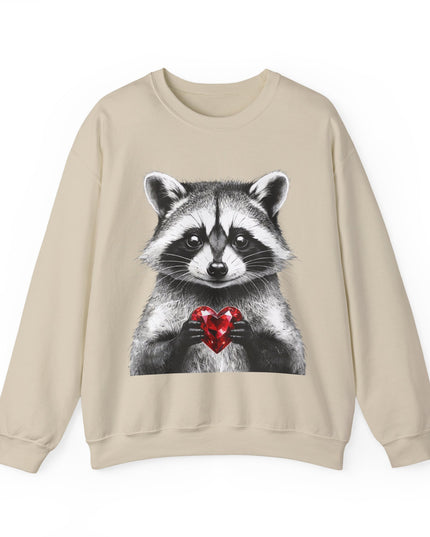 Raccoon with Red Gem Sweatshirt — Resourceful, Resilient & Worth It