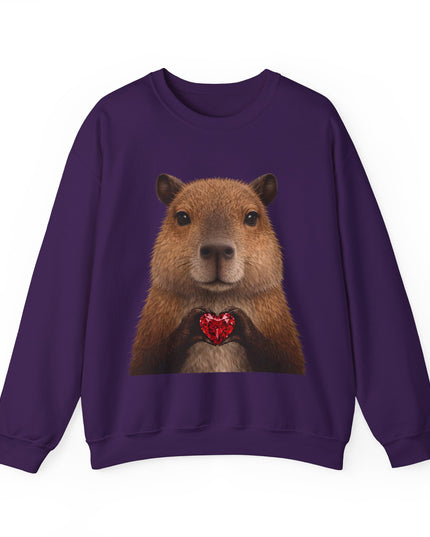 Capybara Holding Red Gem Sweatshirt — Unbothered & Valuable Crewneck