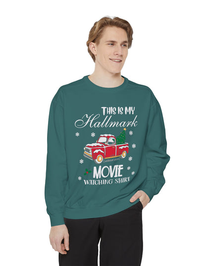 Christmas Movie Watching Sweatshirt — "This Is My Hallmark Movie Watching Shirt" Vintage Truck Holiday Sweater