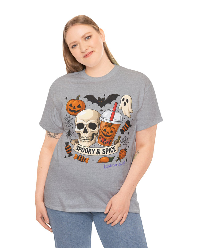 'Spooky & Spice' Halloween Pumpkin Skull T-Shirt