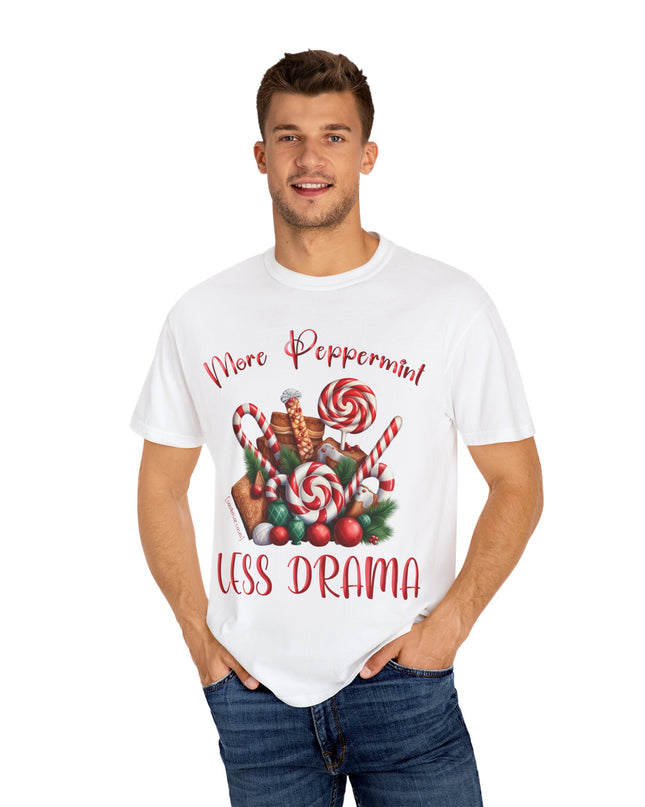 Peppermint Candy Christmas T-Shirt — "More Peppermint, Less Drama" Holiday Tee