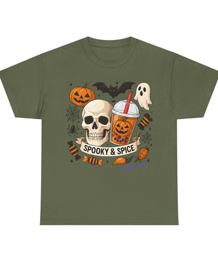 'Spooky & Spice' Halloween Pumpkin Skull T-Shirt