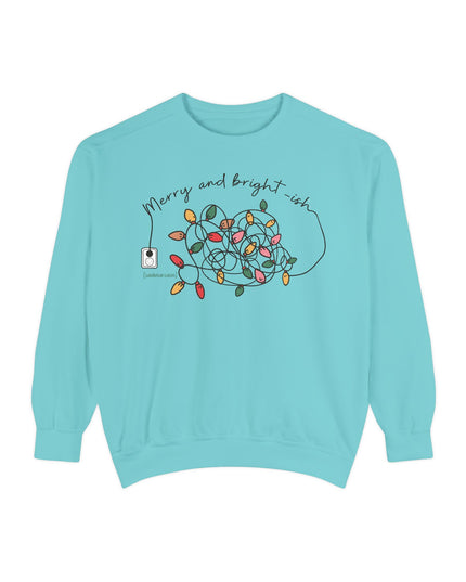 Holiday Lights Sweatshirt — “Merry and Bright-ish” Cozy Christmas Crewneck